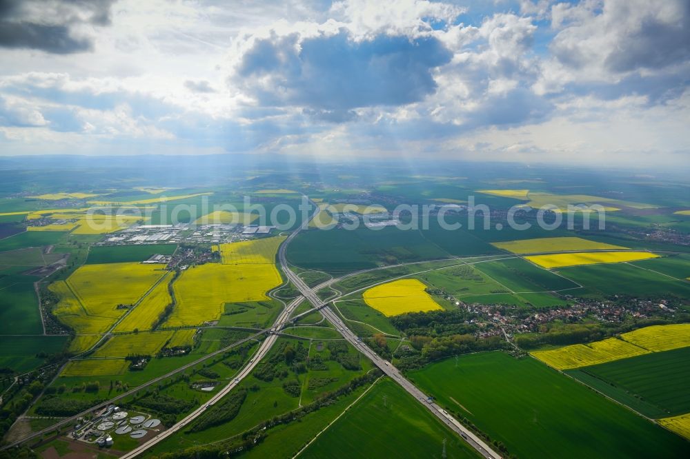 Aerial image Erfurt - View of the motorway junction Erfurt in the state Thuringia