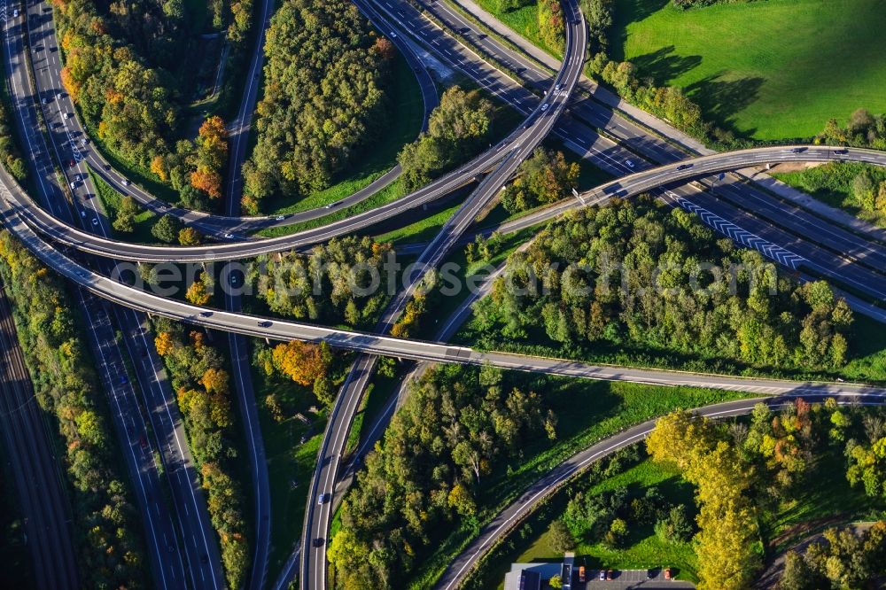 Duisburg from above - Motorway Junction Kaiserberg the BAB A3 and A4 in Duisburg in North Rhine-Westphalia