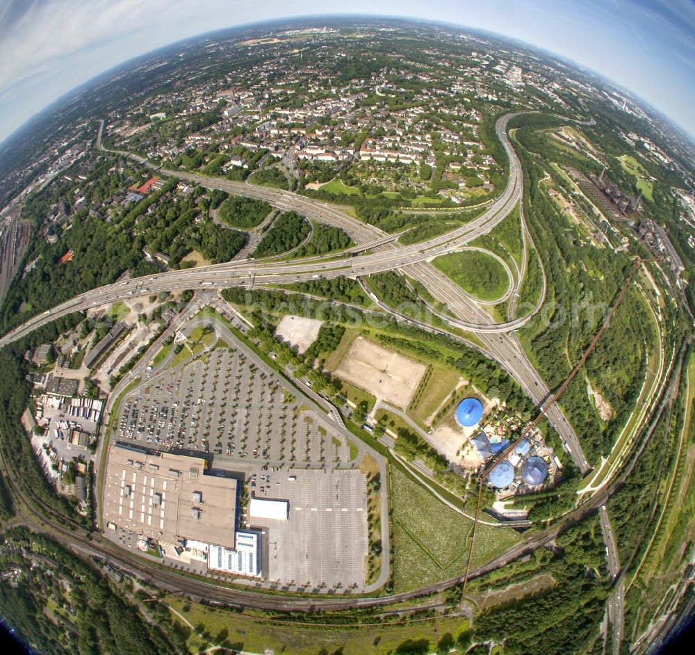 Aerial image Duisburg - Intersection / junction Duisburg-Nord of the federal highway A59 and A42 motorway in Duisburg in North Rhine-Westphalia