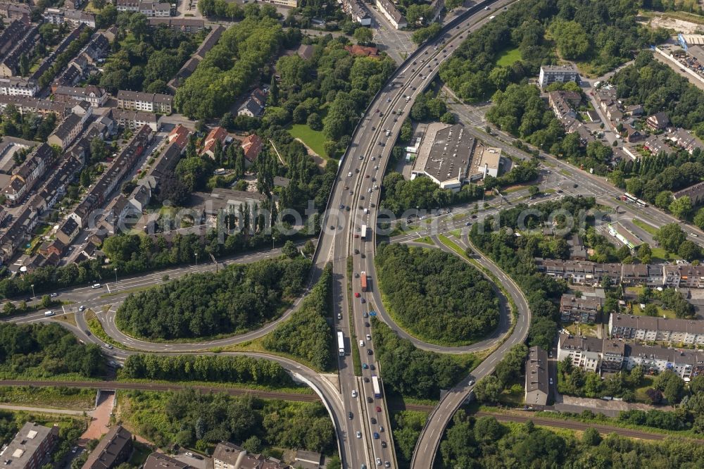 Duisburg from above - Intersection / junction Duisburg-Nord of the federal highway A59 and A42 motorway in Duisburg in North Rhine-Westphalia