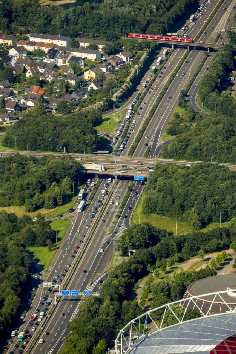 Aerial photograph Leverkusen - Junction Leverkusen cross at the BAB A3 and A1 in Leverkusen North Rhine-Westphalia