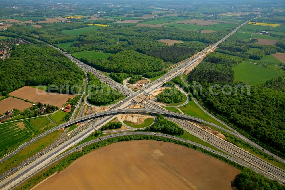 Aerial image Münster - View of the interchange Muenster-Sued in the state of North Rhine-Westphalia