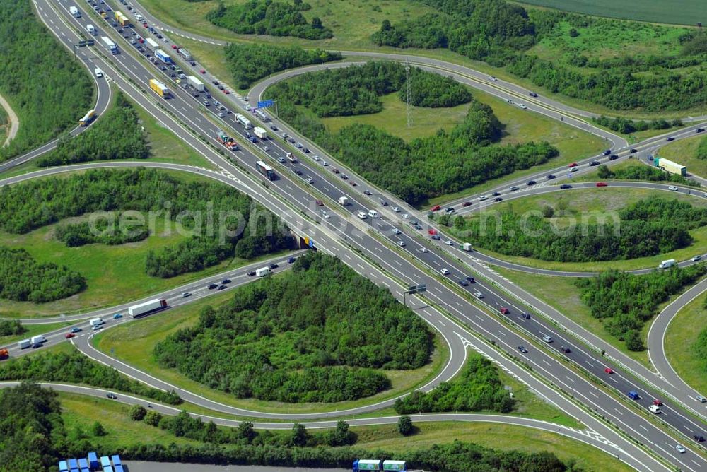 Würzburg from the bird's eye view: Blick auf das Autobahnkreuz zwischen Bergtheim und Würzburg.