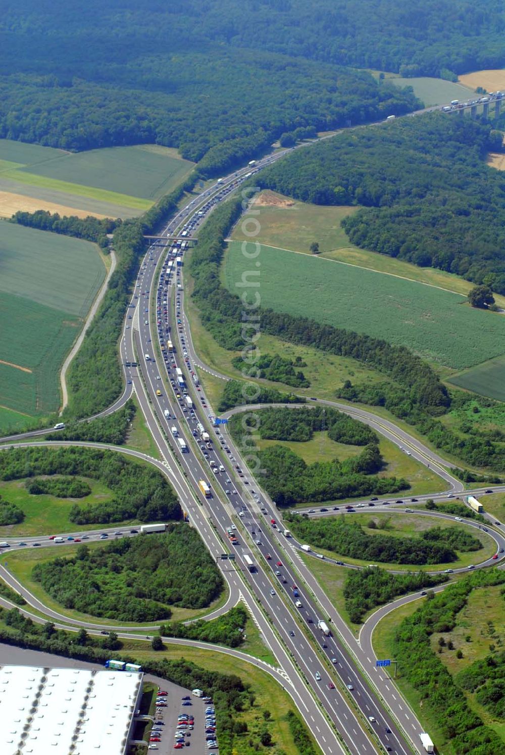 Würzburg from above - Blick auf das Autobahnkreuz zwischen Bergtheim und Würzburg.