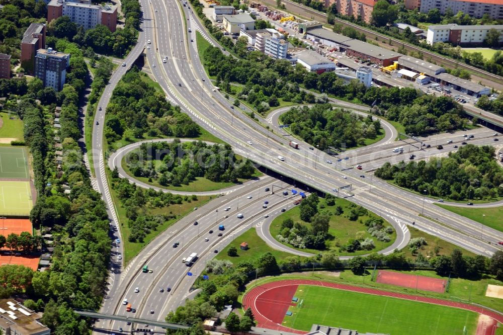 Aerial photograph Berlin OT Schöneberg - View of the interchange in Schoeneberg in Berlin in the homonymous state