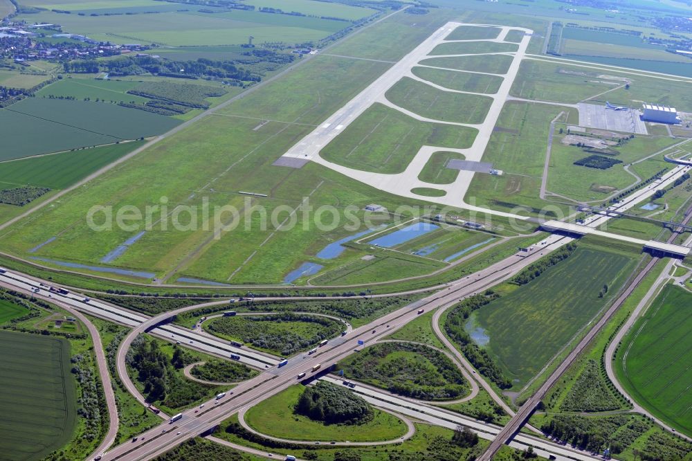 Schkeuditz from above - Junction Schreuditzer cross the motorway BAB A14 and A9 on Schkeuditz airport in the state of Saxony