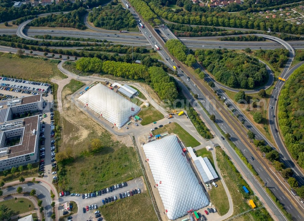 Aerial photograph Dortmund - Junction of the motorway A 40 to the highways B1 and B236 at Dortmund in the Ruhr area in North Rhine-Westphalia