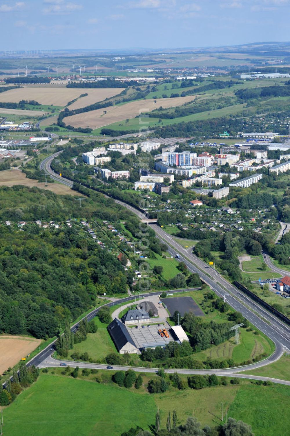 Aerial photograph Eisenach - Autobahnmeisterei Eisenach Via Solutions Thüringen GmbH & Co. KG an der Kasseler Straße in Eisenach, Thüringen. Motorway maintenance authorities Eisenach, Thuringia.