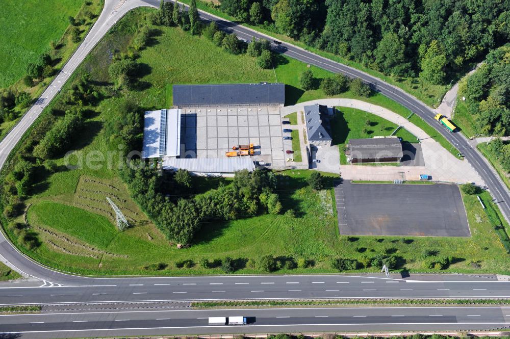 Aerial image Eisenach - Autobahnmeisterei Eisenach Via Solutions Thüringen GmbH & Co. KG an der Kasseler Straße in Eisenach, Thüringen. Motorway maintenance authorities Eisenach, Thuringia.