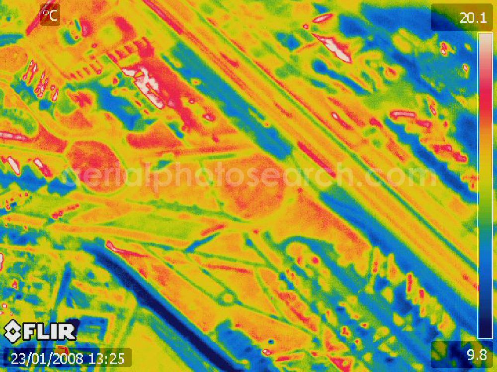 Michendorf from above - Infrarotbild von der Autobahnraststätte Michendorf am südlichen Berliner Ring an der Bundesautobahn A10
