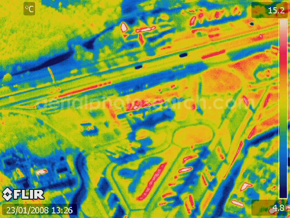 Aerial image Michendorf - Infrarotbild von der Autobahnraststätte Michendorf am südlichen Berliner Ring an der Bundesautobahn A10