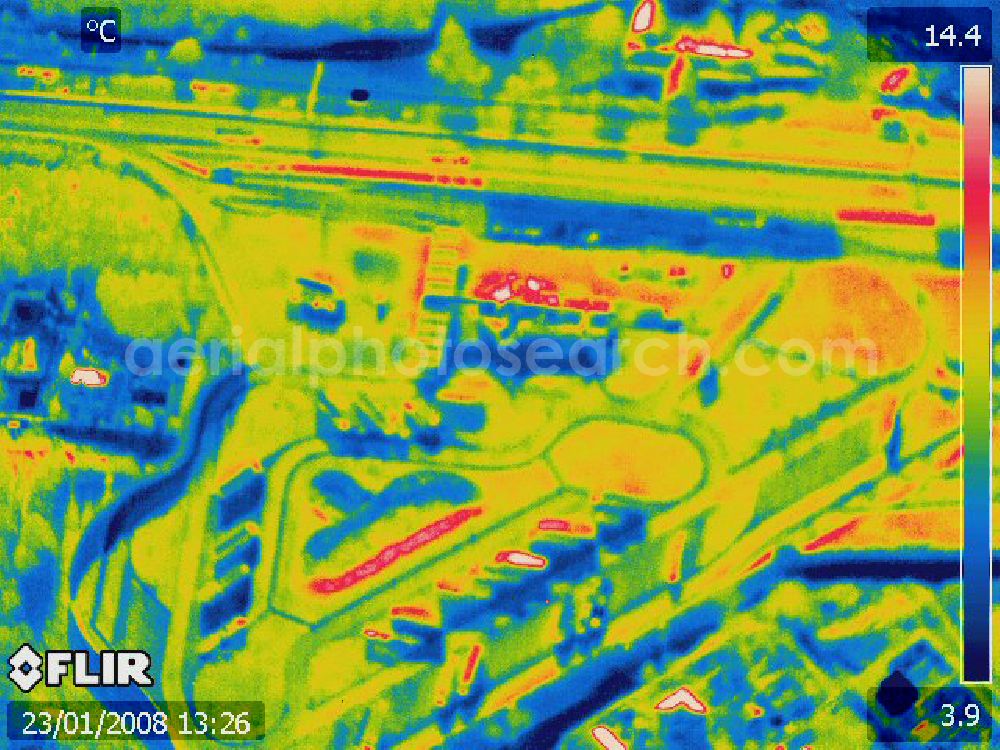 Michendorf from above - Infrarotbild von der Autobahnraststätte Michendorf am südlichen Berliner Ring an der Bundesautobahn A10