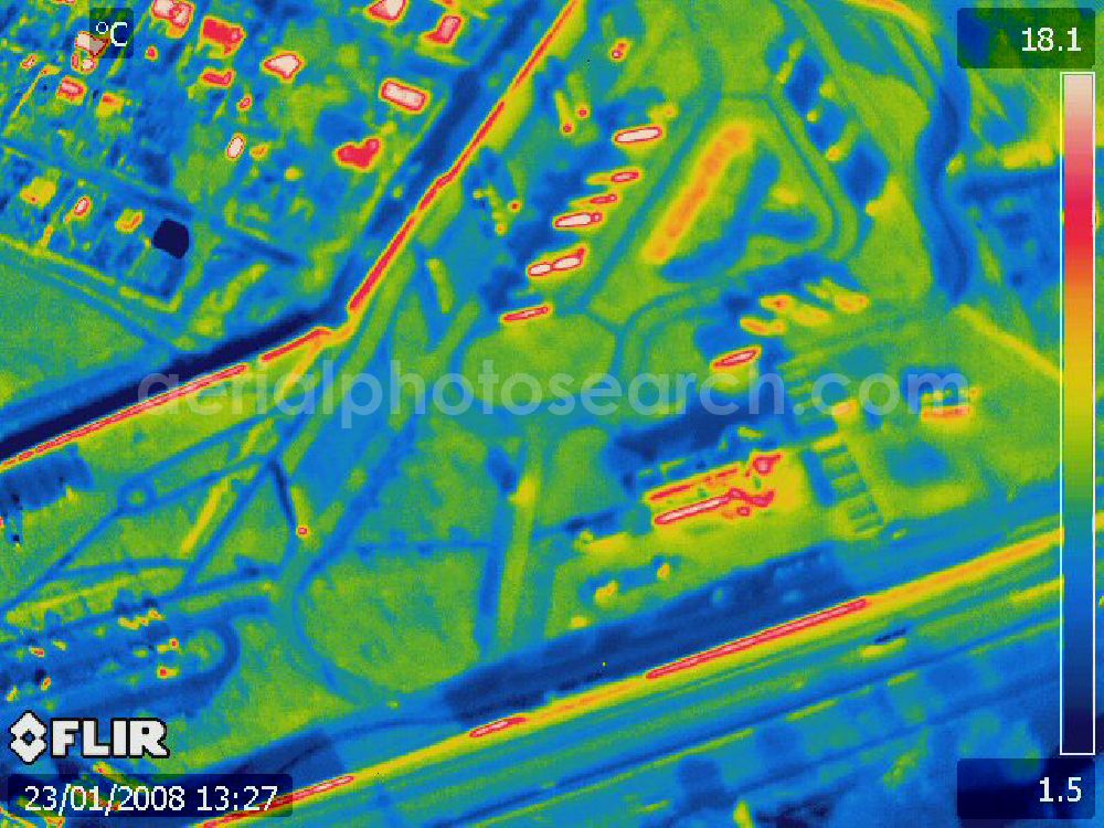 Aerial image Michendorf - Infrarotbild von der Autobahnraststätte Michendorf am südlichen Berliner Ring an der Bundesautobahn A10