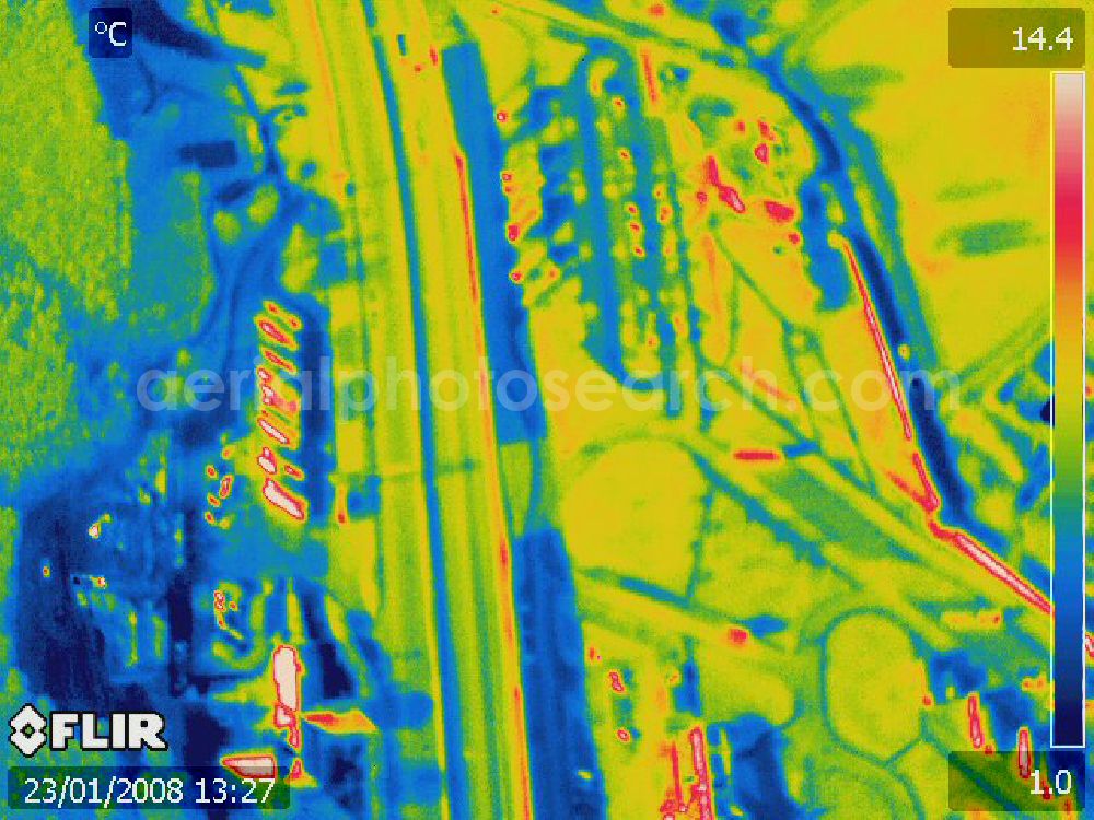 Michendorf from above - Infrarotbild von der Autobahnraststätte Michendorf am südlichen Berliner Ring an der Bundesautobahn A10