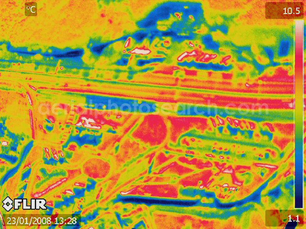 Michendorf from above - Infrarotbild von der Autobahnraststätte Michendorf am südlichen Berliner Ring an der Bundesautobahn A10