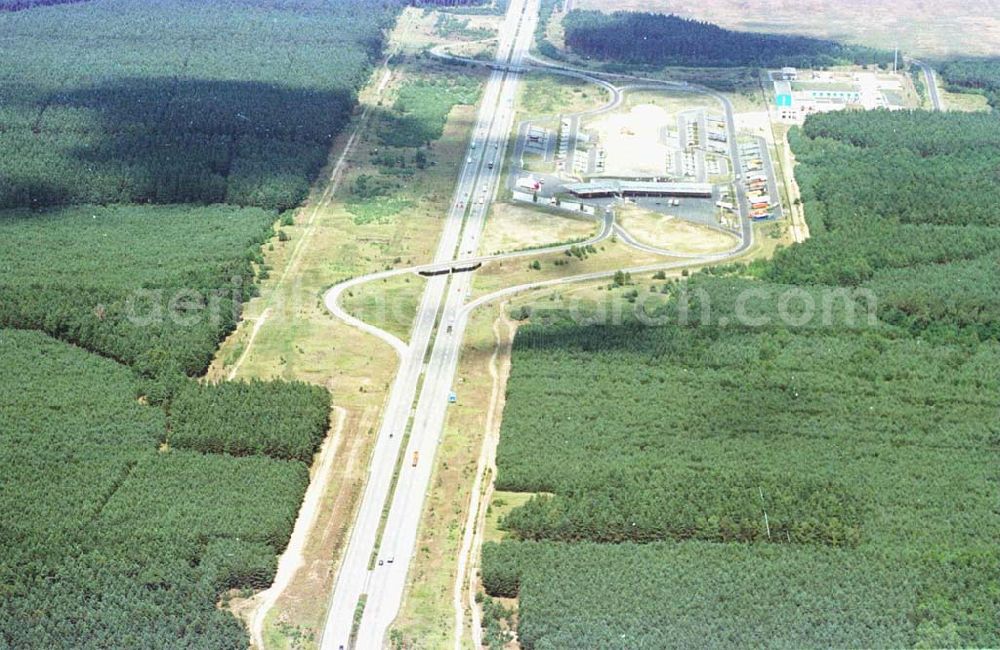 Aerial image Stolpe-Süd (Kreis Oberhavel) - Autobahnraststätte Stolpe (ehem. Güst Stolpe) - heute Autobahnamt Land Brandenburgl