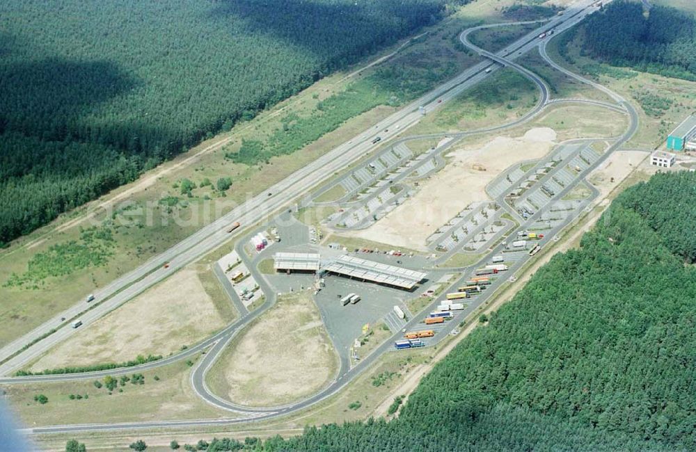 Aerial photograph Stolpe-Süd (Kreis Oberhavel) - Autobahnraststätte Stolpe (ehem. Güst Stolpe) - heute Autobahnamt Land Brandenburgl