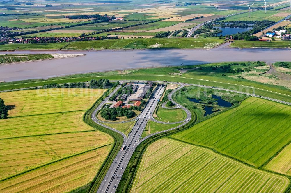 Aerial photograph Leer (Ostfriesland) - Autobahn tunnel Autobahntrog-A31 Course of the Emstunnel near Leer in the state of Lower Saxony