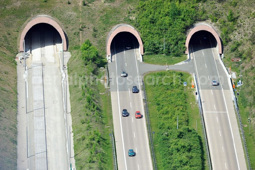 Aerial image Behringen - Highay tunnel of the A71 near Behringen in Thuringia