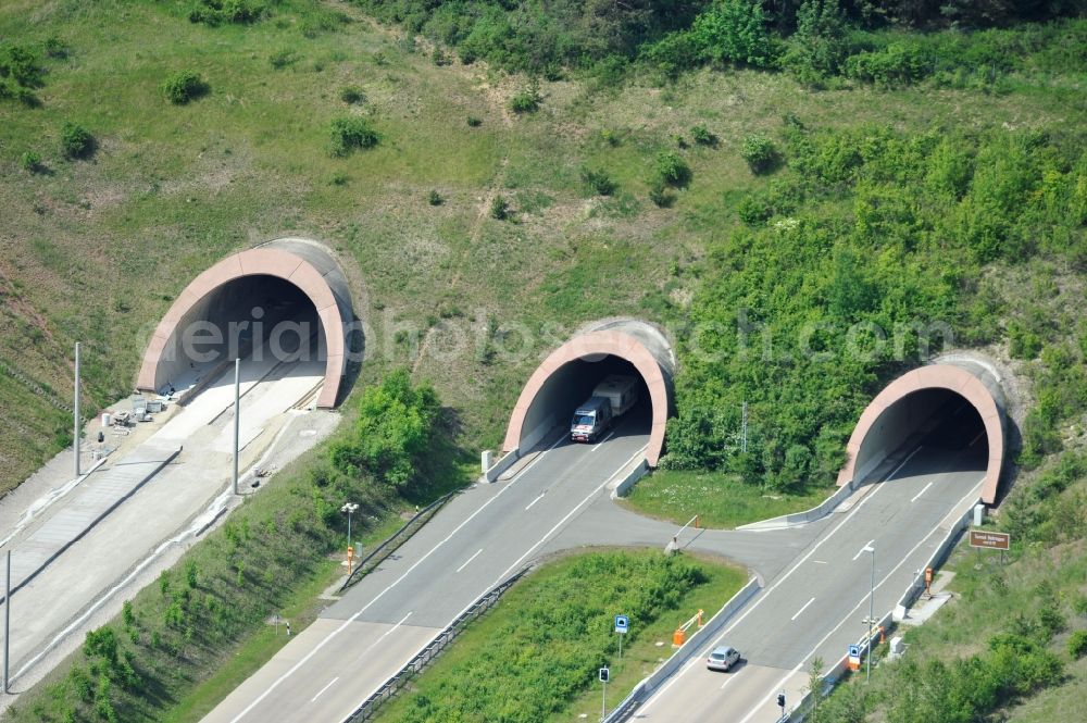 Behringen from above - Highay tunnel of the A71 near Behringen in Thuringia