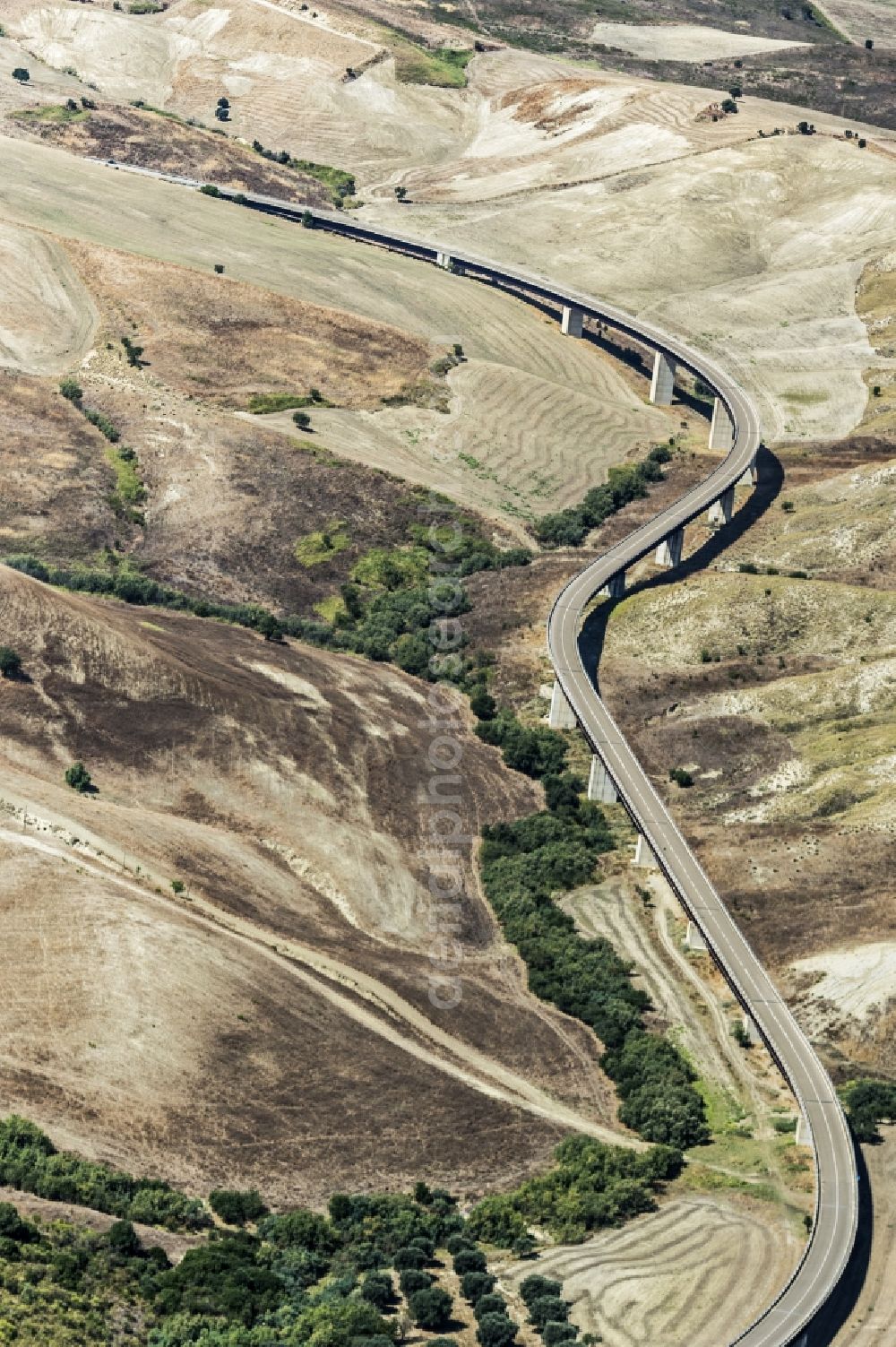 Craco from above - Motorway viaduct course of the SS103 in Craco in Italy