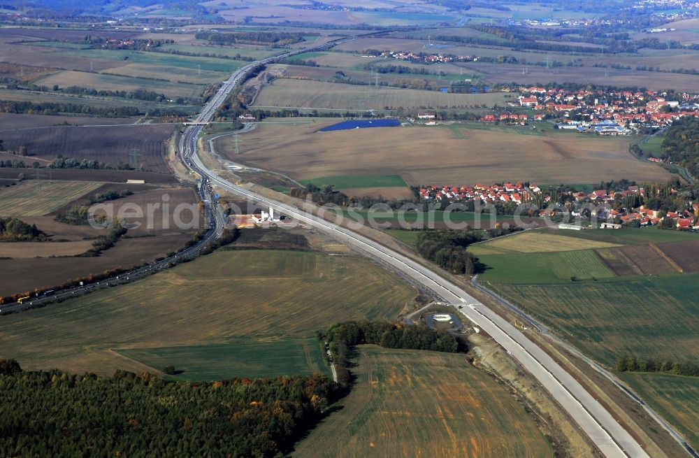 Bucha from above - View of the construction site of the highway relocation E40 European highway A4 near Schorba, Bucha and Oßmaritz north of the existing course.