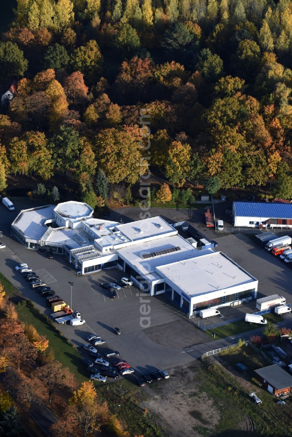 Aerial image Eggersdorf - Automobile Trade Automobile Trade service Hoppegarten GmbH Am Fuchsbau in Eggersdorf in Brandenburg