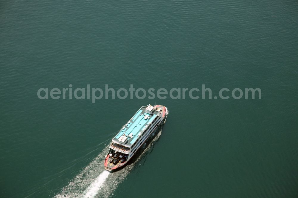 Konstanz from above - Car ferry on the shore of Lake Constance in Baden-Wuerttemberg