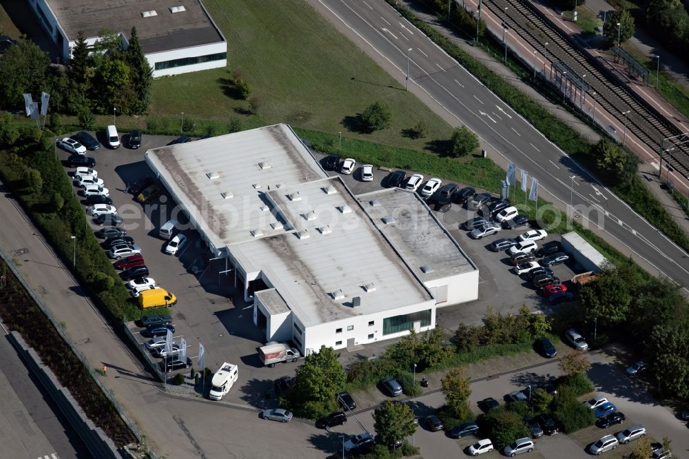 Aerial image Weinsberg - Car dealership building of asw Automobile GmbH & Co. KG in the Heilbronner Strasse in Weinsberg in the state Baden-Wurttemberg, Germany