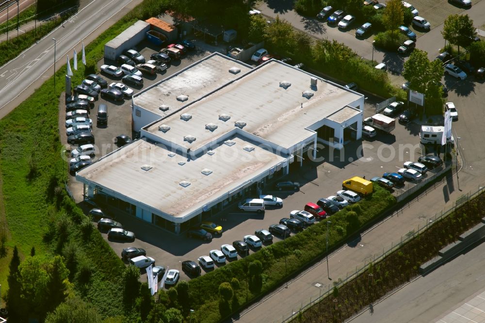 Weinsberg from the bird's eye view: Car dealership building of asw Automobile GmbH & Co. KG in the Heilbronner Strasse in Weinsberg in the state Baden-Wurttemberg, Germany