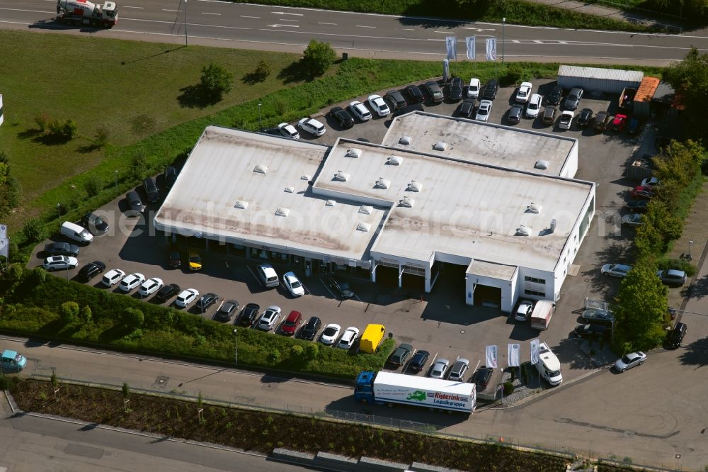 Aerial image Weinsberg - Car dealership building of asw Automobile GmbH & Co. KG in the Heilbronner Strasse in Weinsberg in the state Baden-Wurttemberg, Germany