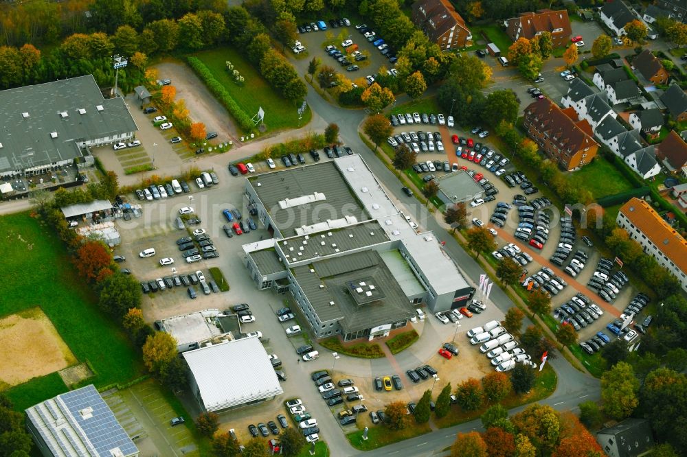 Aerial image Weyhe - Car dealership building Autohaus Brandt GmbH Im Bruch in the district Kirchweyhe in Weyhe in the state Lower Saxony, Germany