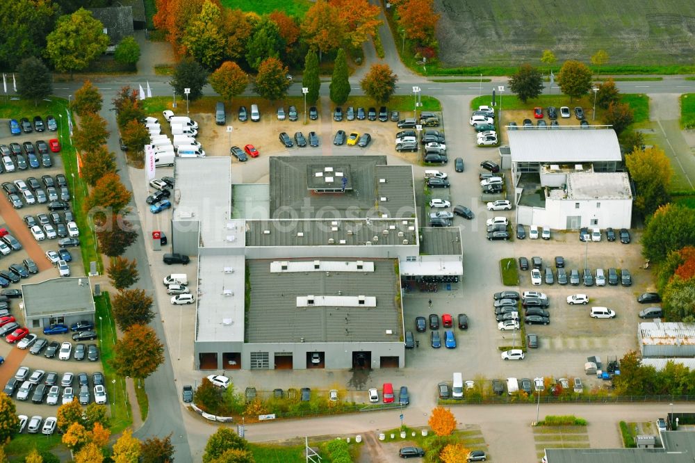 Aerial image Weyhe - Car dealership building Autohaus Brandt GmbH Im Bruch in the district Kirchweyhe in Weyhe in the state Lower Saxony, Germany