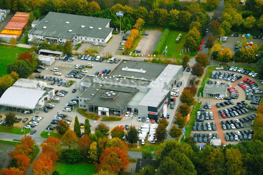 Aerial photograph Weyhe - Car dealership building Autohaus Brandt GmbH Im Bruch in the district Kirchweyhe in Weyhe in the state Lower Saxony, Germany