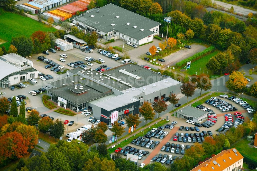 Weyhe from above - Car dealership building Autohaus Brandt GmbH Im Bruch in the district Kirchweyhe in Weyhe in the state Lower Saxony, Germany