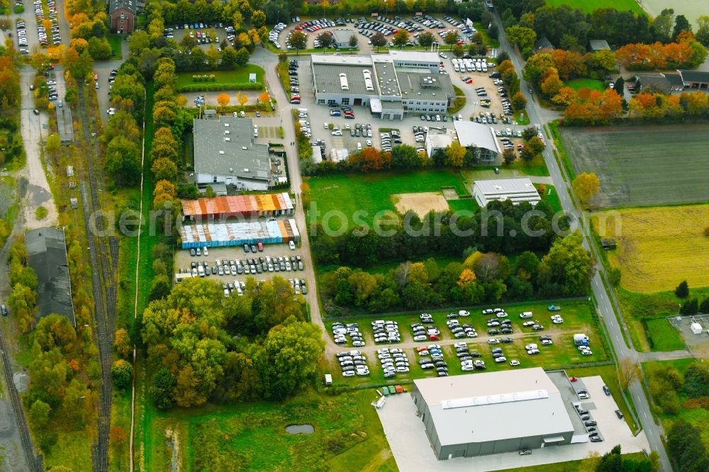 Weyhe from the bird's eye view: Car dealership building Autohaus Brandt GmbH Im Bruch in the district Kirchweyhe in Weyhe in the state Lower Saxony, Germany