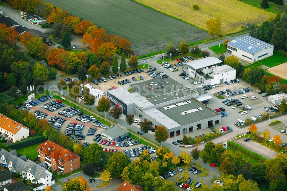 Aerial image Weyhe - Car dealership building Autohaus Brandt GmbH Im Bruch in the district Kirchweyhe in Weyhe in the state Lower Saxony, Germany