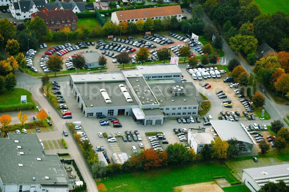 Weyhe from the bird's eye view: Car dealership building Autohaus Brandt GmbH Im Bruch in the district Kirchweyhe in Weyhe in the state Lower Saxony, Germany