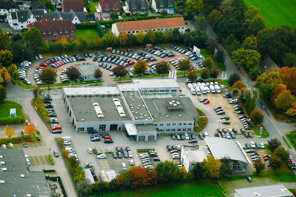 Aerial image Weyhe - Car dealership building Autohaus Brandt GmbH Im Bruch in the district Kirchweyhe in Weyhe in the state Lower Saxony, Germany