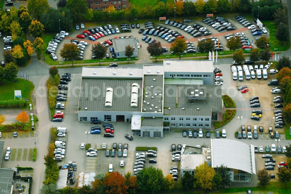 Weyhe from the bird's eye view: Car dealership building Autohaus Brandt GmbH Im Bruch in the district Kirchweyhe in Weyhe in the state Lower Saxony, Germany