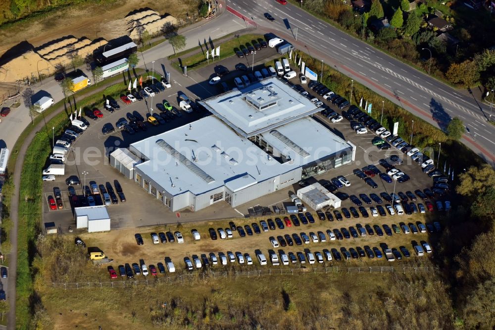 Aerial image Hamburg - Car dealership building Autohaus Kath GmbH in the district Bergedorf in Hamburg, Germany