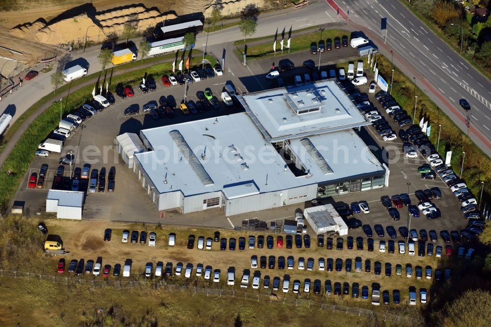 Hamburg from above - Car dealership building Autohaus Kath GmbH in the district Bergedorf in Hamburg, Germany