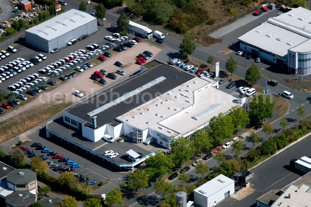 Würzburg from the bird's eye view: Car dealership building Autohaus Stumpf GmbH at Nuernberger Str. in Wuerzburg in the state Bavaria, Germany