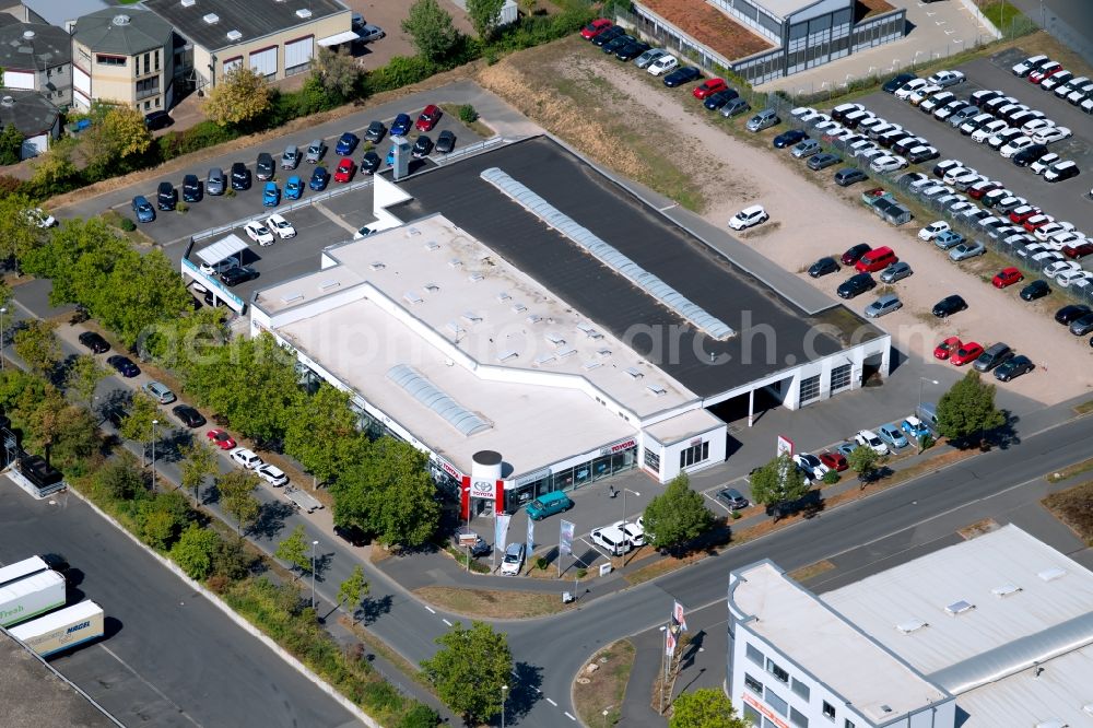 Aerial photograph Würzburg - Car dealership building Autohaus Stumpf GmbH at Nuernberger Str. in Wuerzburg in the state Bavaria, Germany