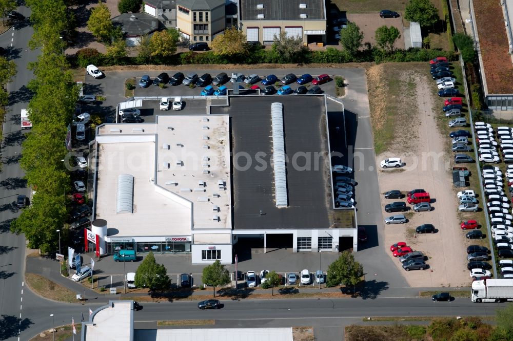 Würzburg from above - Car dealership building Autohaus Stumpf GmbH at Nuernberger Str. in Wuerzburg in the state Bavaria, Germany