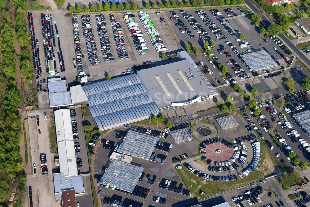 Aerial image Hoppegarten - Car dealership building Automobile BCA Autoauktionen GmbH Neuer Hoenower Weg in Hoppegarten in the state Brandenburg