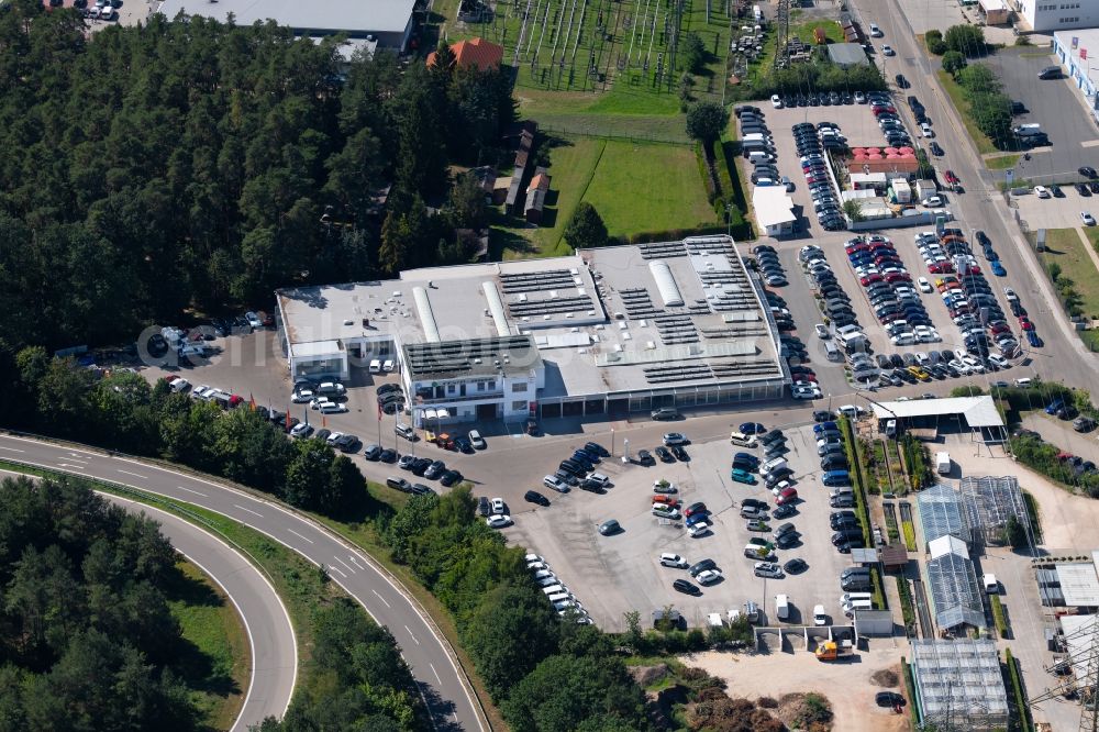 Aerial image Roth - Car dealership building of Feser, Graf & Co. Automobil Holding GmbH in the Fuggerstrasse in Roth in the state Bavaria, Germany