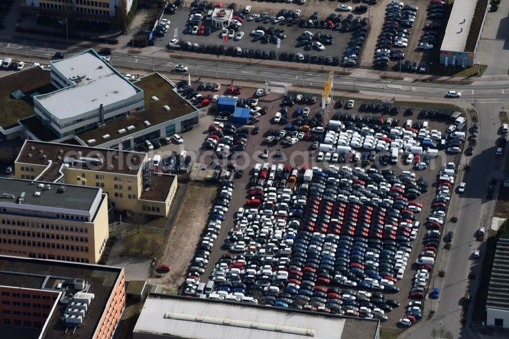 Aerial photograph Teltow - Car dealership building Koenig on Oderstrasse in Teltow in the state Brandenburg