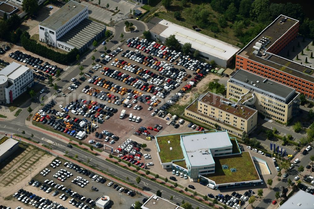 Aerial image Teltow - Car dealership building on Oderstrasse in Teltow in the state Brandenburg, Germany