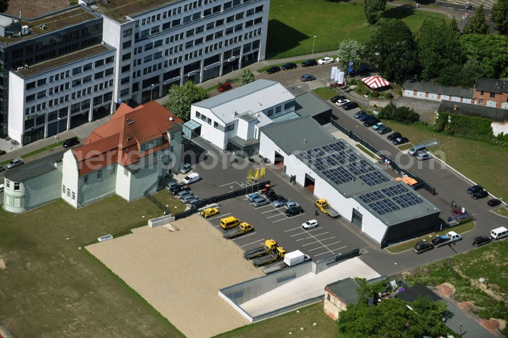 Magdeburg from above - Car dealership building Moewes at Maxim-Gorki-street in the district Stadtfeld Ost in Magdeburg in the state Saxony-Anhalt